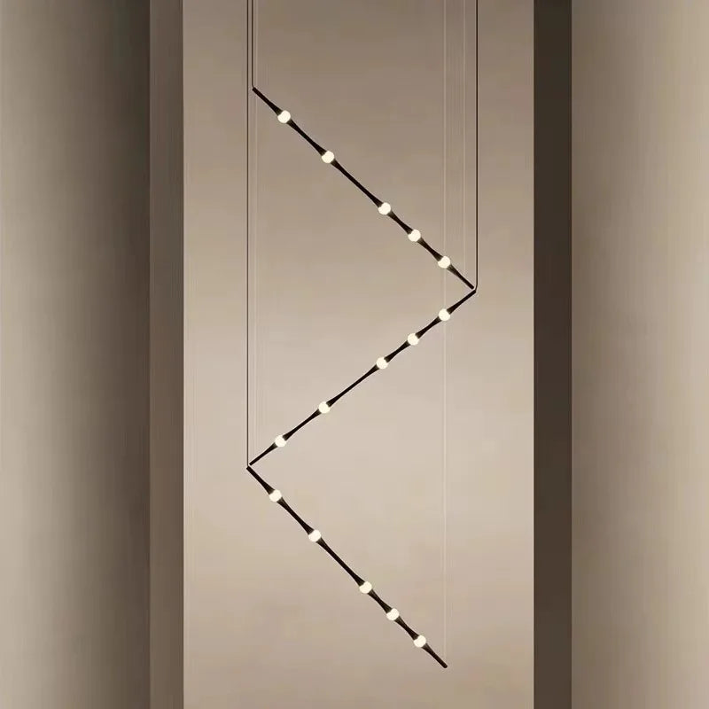 Nordic acrylic pendant light with bamboo design for indoor decoration - vue 4 sur 10