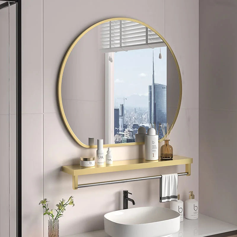makeup mirror with metal wall storage
