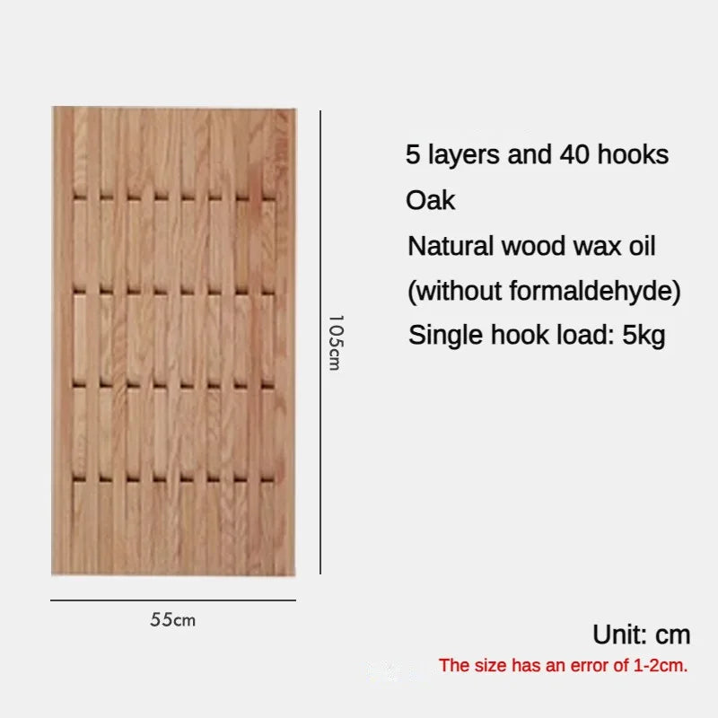 wooden wall coat rack for clothes and keys - vue 13 sur 18