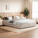 Upholstered Bed, Linen Fabric, without Headboard, Storage Bed, with Slatted Frame and 2 Storage Drawers, Beige, 140 x 200 cm