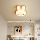 Modern children's chandelier with wooden rabbit design
