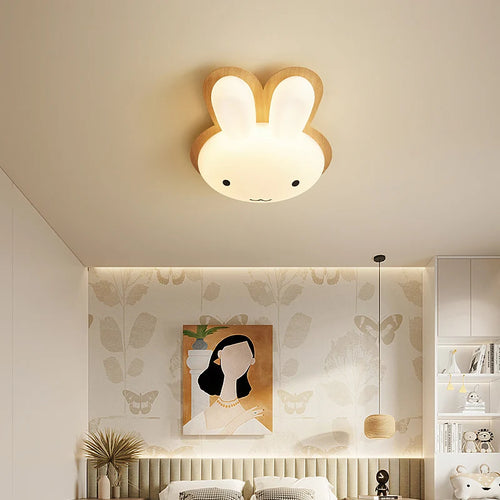 Modern children's chandelier with wooden rabbit design - vue 4 sur 12