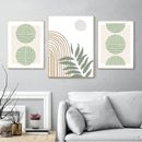 Abstract wall decor with geometric boho modern leaves