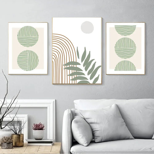 Abstract wall decor with geometric boho modern leaves - vue 4 sur 7