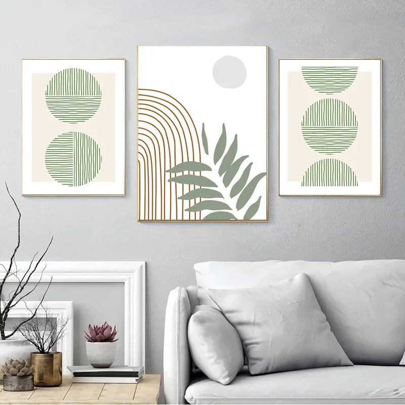 Abstract boho wall decor with modern geometric leaves - vue 4 sur 7