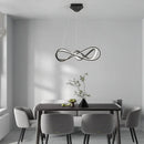 Modern LED chandelier with remote control, elegant curved design