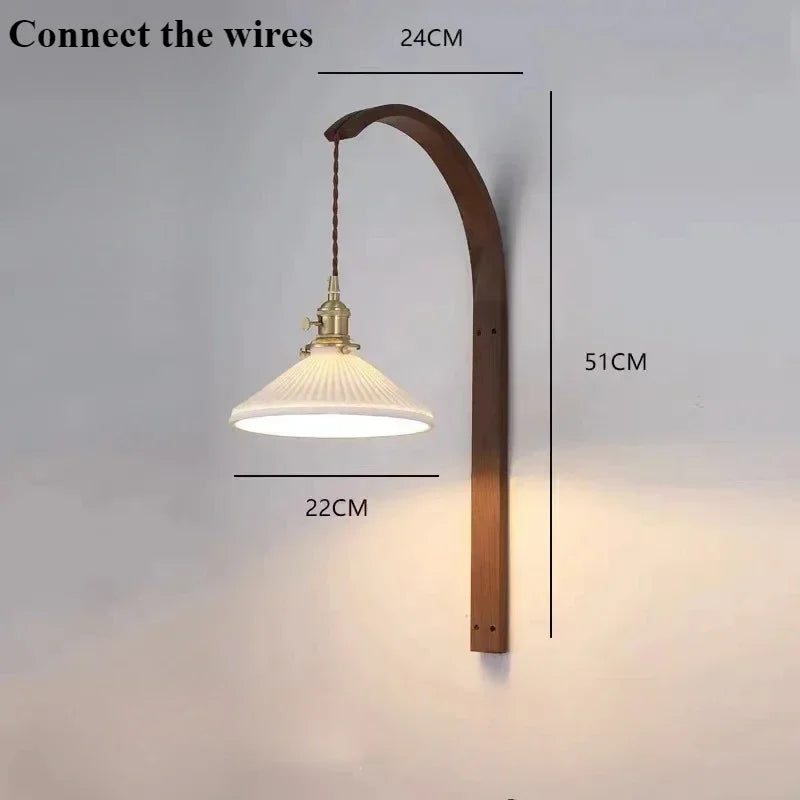 Modern walnut wood lamp with decorative LED light - vue 7 sur 21
