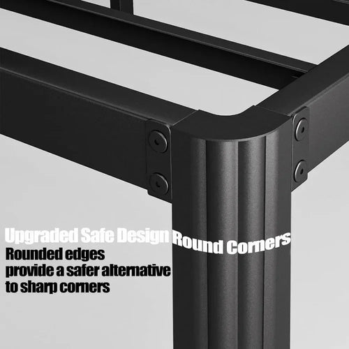 14in High Queen Bed Frame No Box Spring Needed, Heavy Duty Metal Platform Bed Frame Queen Size with Round Corners - vue 6 sur 6