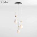 Creative gold glass chandelier with three lights modern lighting