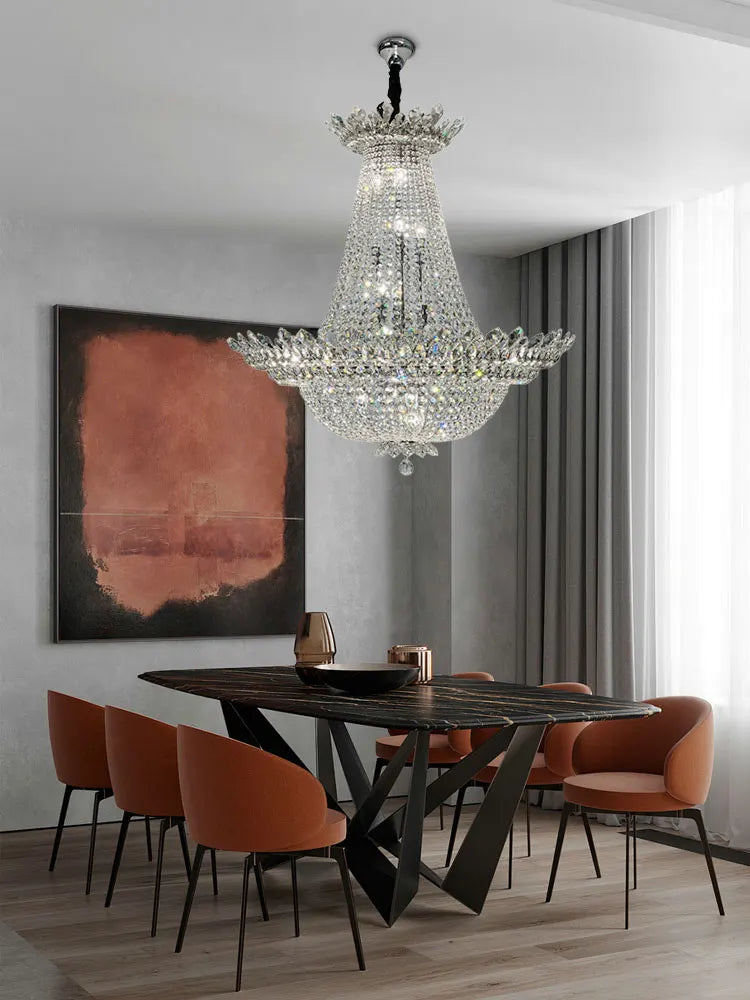 Dimmable LED K9 crystal chandelier modern design 2024 - vue 3 sur 16