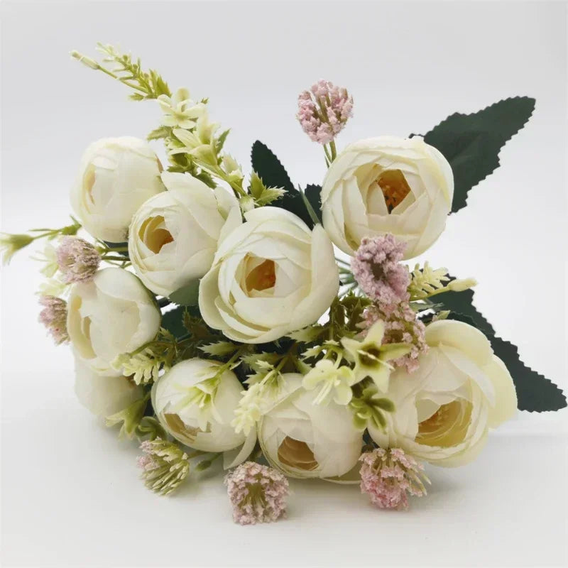 Silk rose bouquet artificial garden decoration flowers - vue 7 sur 12