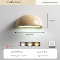 Retro semi-circular natural travertine LED wall light for decoration
