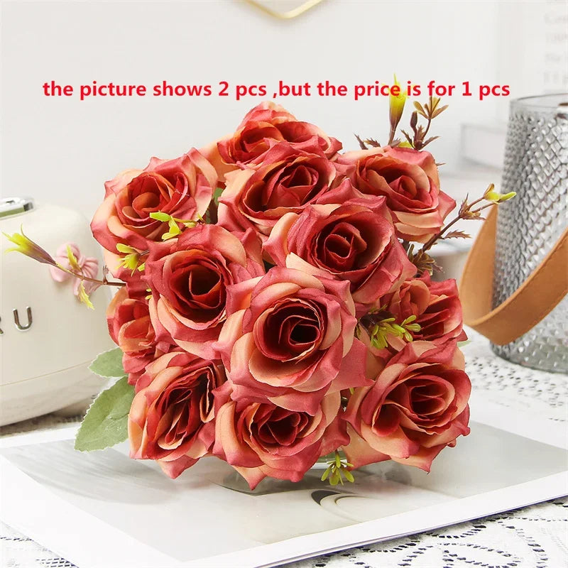 Decorative silk rose bouquet with honey fragrance for interior decor