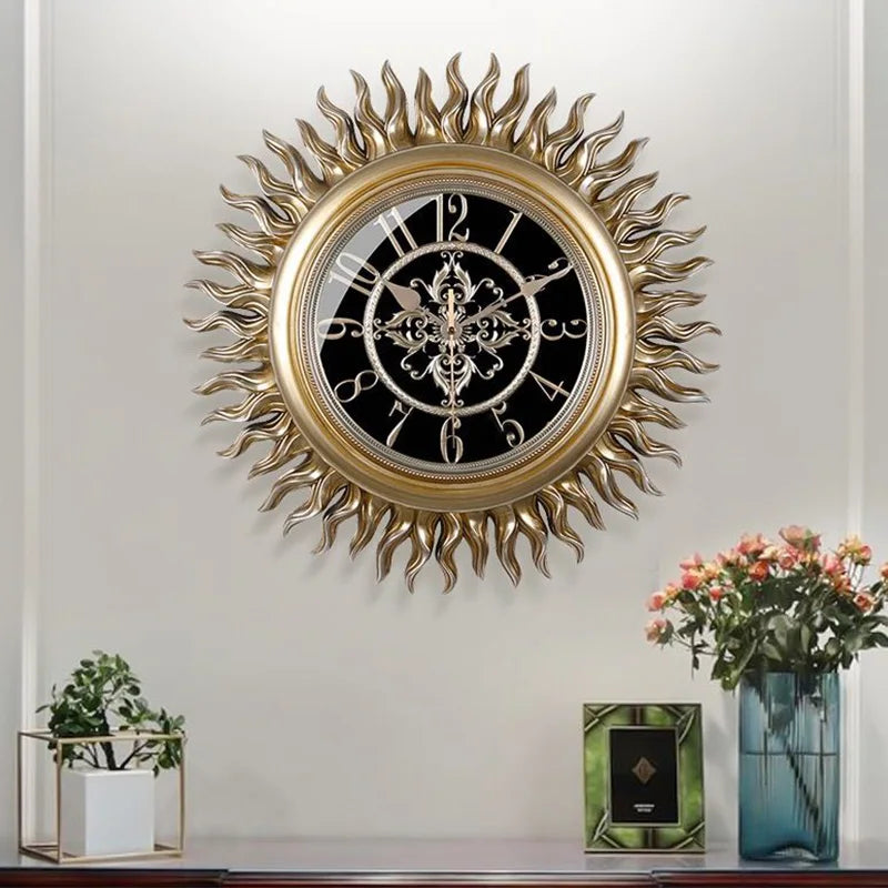 European vintage silent wall clock for elegant decoration