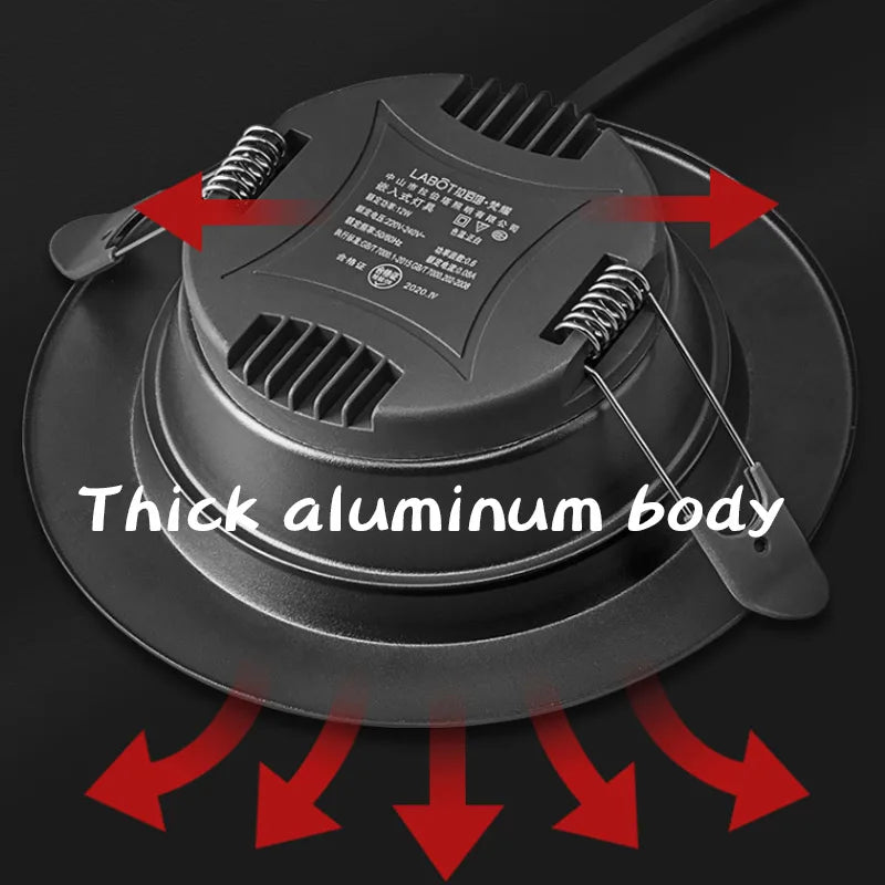 Ultra-slim aluminium recessed LED ceiling light for indoor use