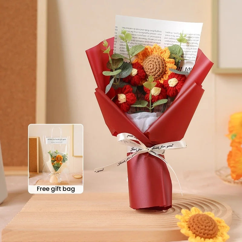 Handmade crochet sunflower bouquet for gifts and decorations - vue 10 sur 13