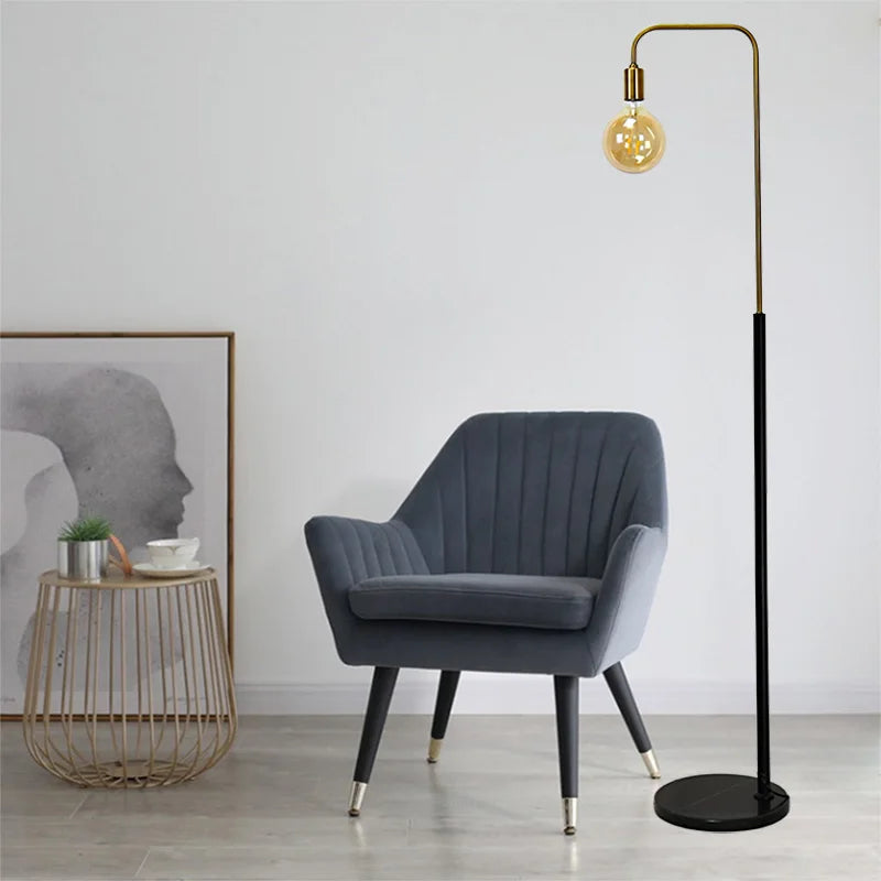 Retro brass LED floor lamp with minimalist creative design