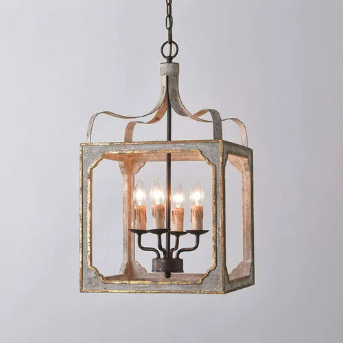 Retro solid wood chandelier in French American country style - vue 2 sur 6
