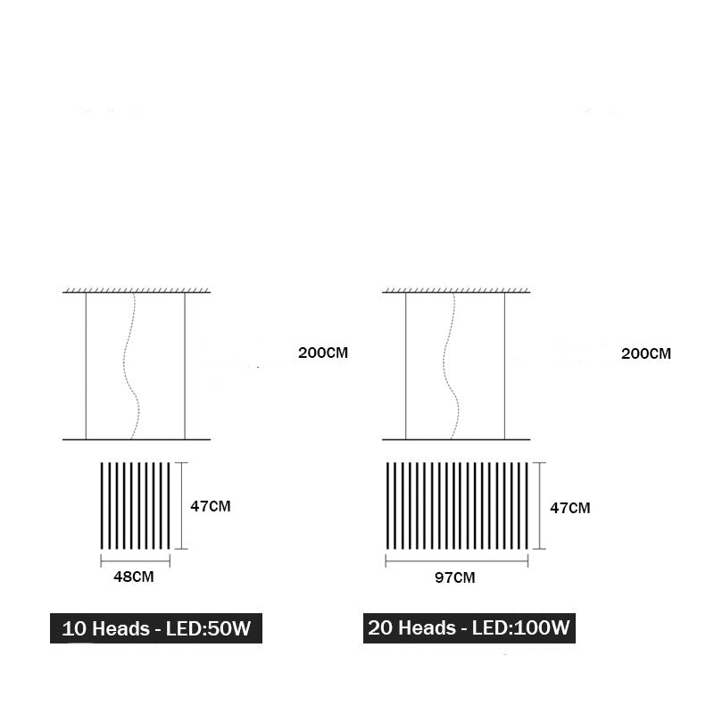 LED designer chandelier in Bilbao light rod - vue 15 sur 15