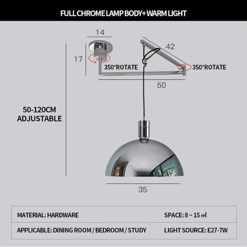 Modern foldable Nordic design telescopic chandelier for contemporary interiors - vue 11 sur 14