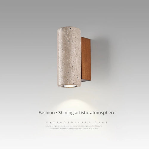 Wabi-sabi LED wall light in natural stone - vue 2 sur 14