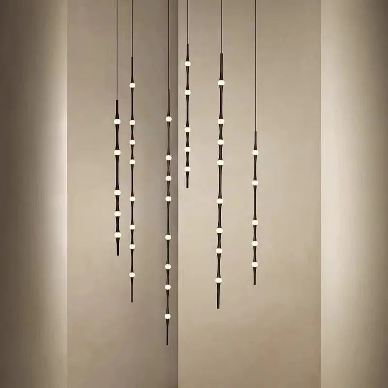 Nordic acrylic pendant light with bamboo design for indoor decoration