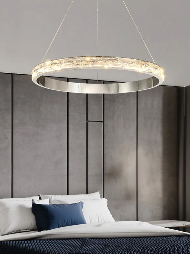 Luxurious modern stainless steel crystal pendant light