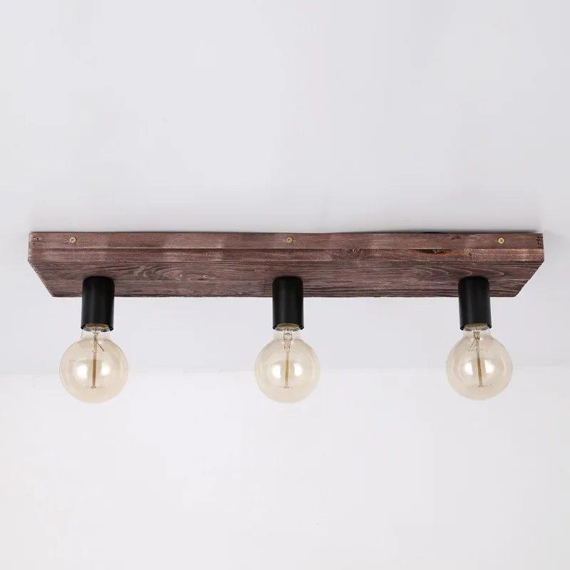 Vintage creative wooden chandelier solid wood ceiling light for restaurant, living room, hallway or café - vue 5 sur 7