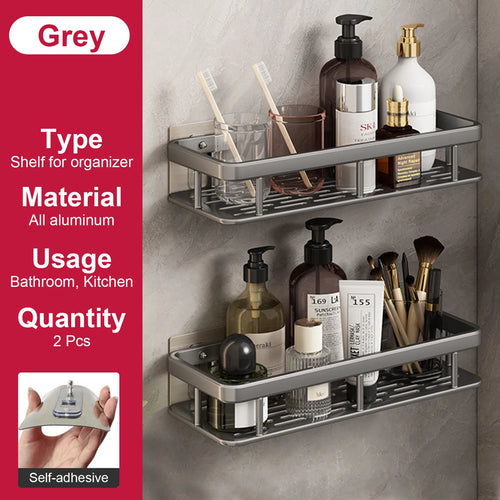 no-drill wall shelf for bathroom and kitchen storage - vue 8 sur 30