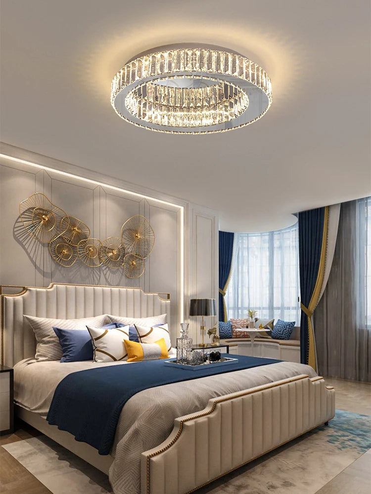 lustre rond en cristal dimmable led de luxe - vue 4 sur 11