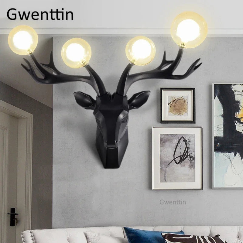 Modern resin LED deer antler wall light - vue 3 sur 9