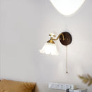 Wabi-sabi glass flower wall light with solid wood