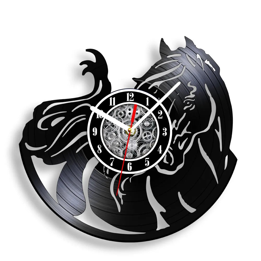 horse vinyl wall clock equestrian decoration handmade unique gift - vue 21 sur 22