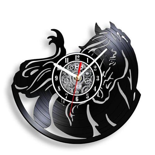 horse vinyl wall clock equestrian decoration handmade unique gift - vue 21 sur 22