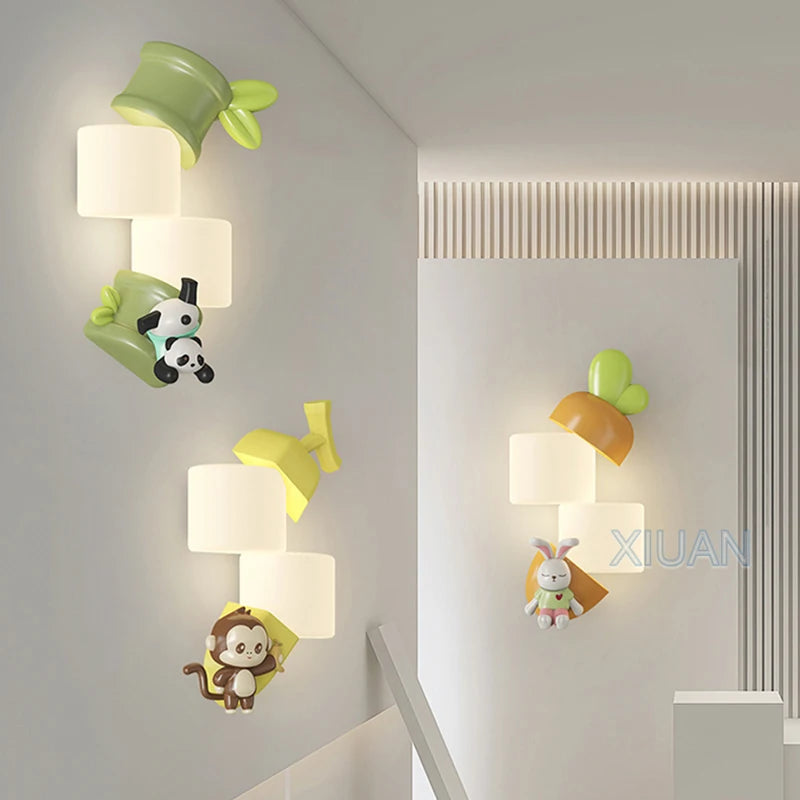 Decorative animal wall lamp monkey rabbit panda for children