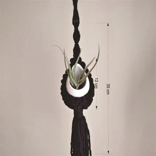 macrame wall hanger for air plants bohemian style - vue 10 sur 10