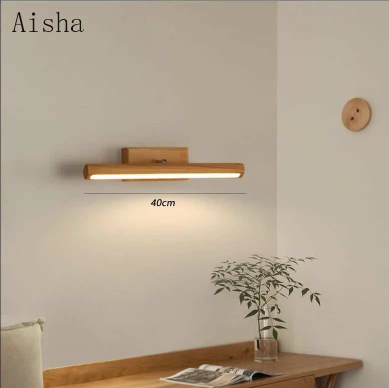 Nordic wooden LED wall light for creative indoor lighting - vue 6 sur 8