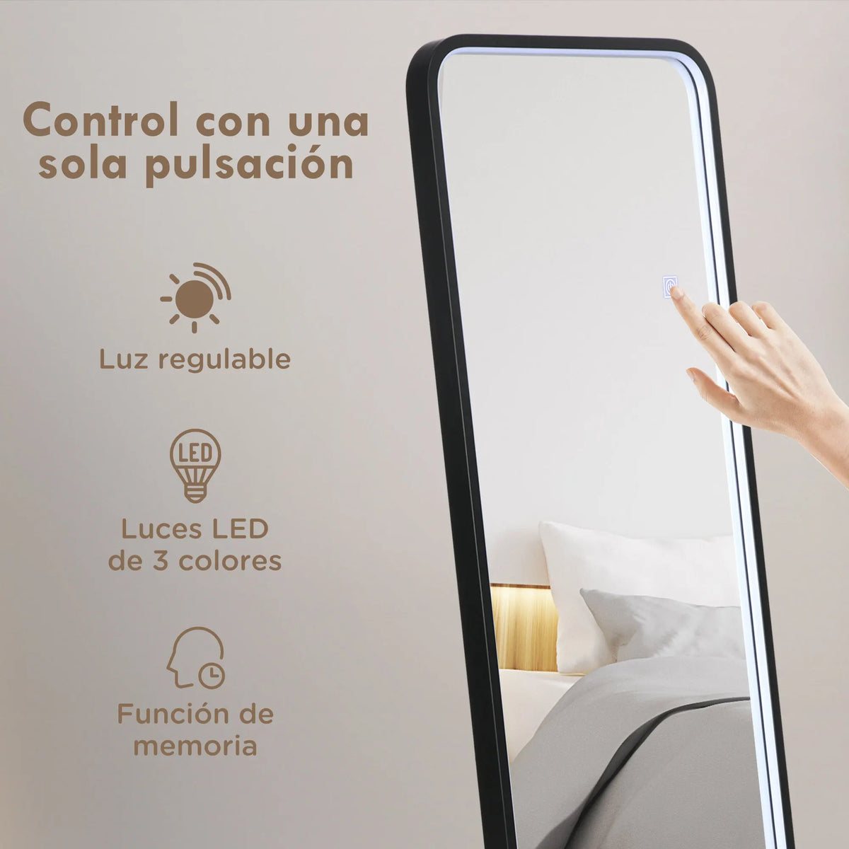 HOMCOM full body mirror with LED lights 151.5x50 cm memory function - vue 3 sur 6