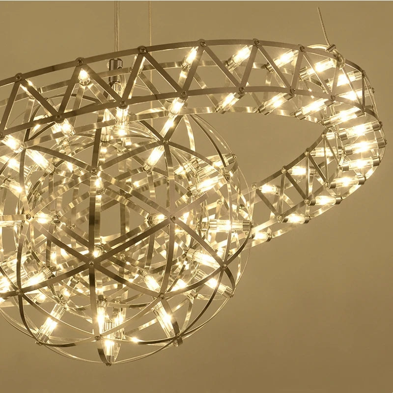 Raimond Satellite spherical stainless steel LED chandelier - vue 6 sur 9