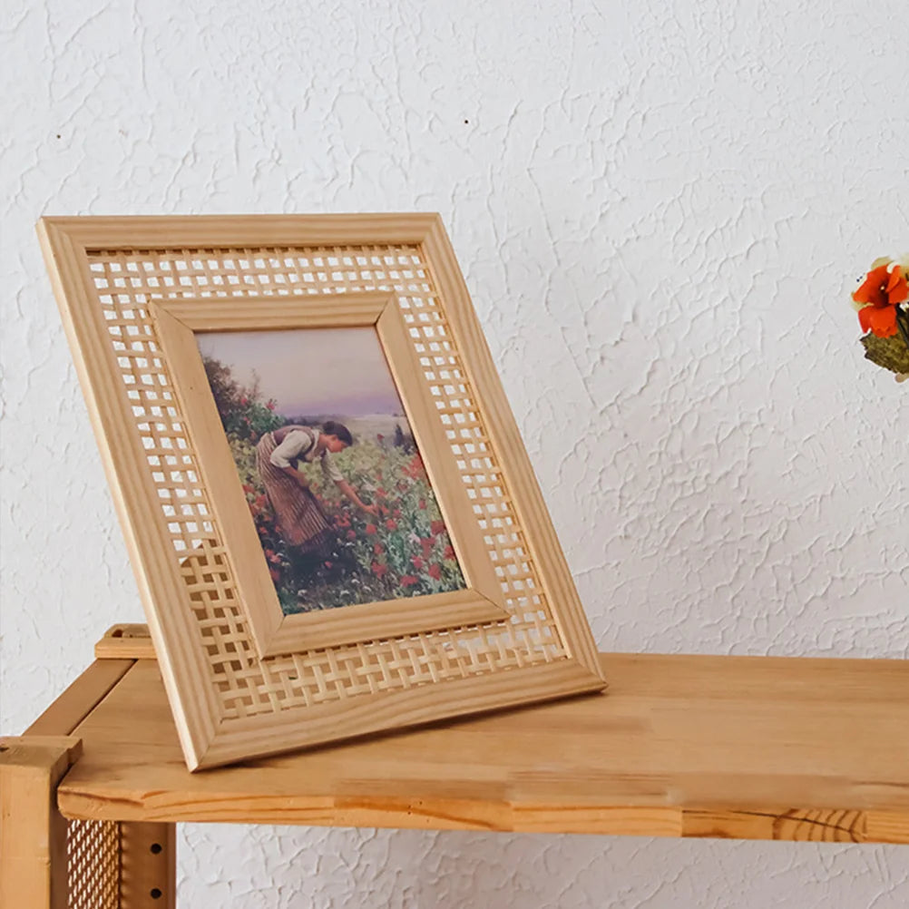 Bohemian wicker photo frame for unique and modern decor - vue 6 sur 7