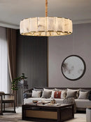 Elegant round rectangular natural marble chandelier