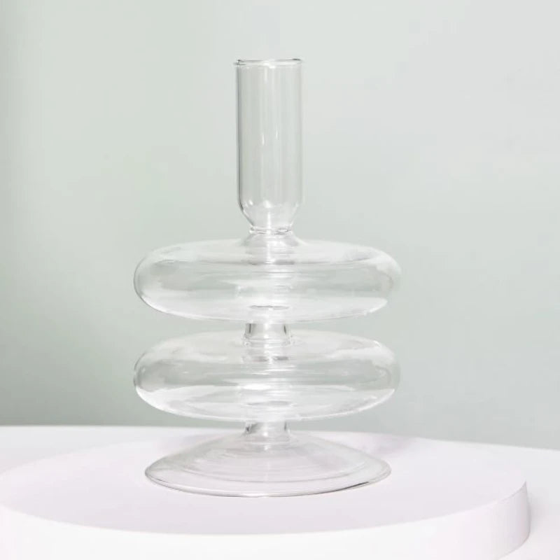 Glass taper candle holders for wedding table decoration - vue 12 sur 32