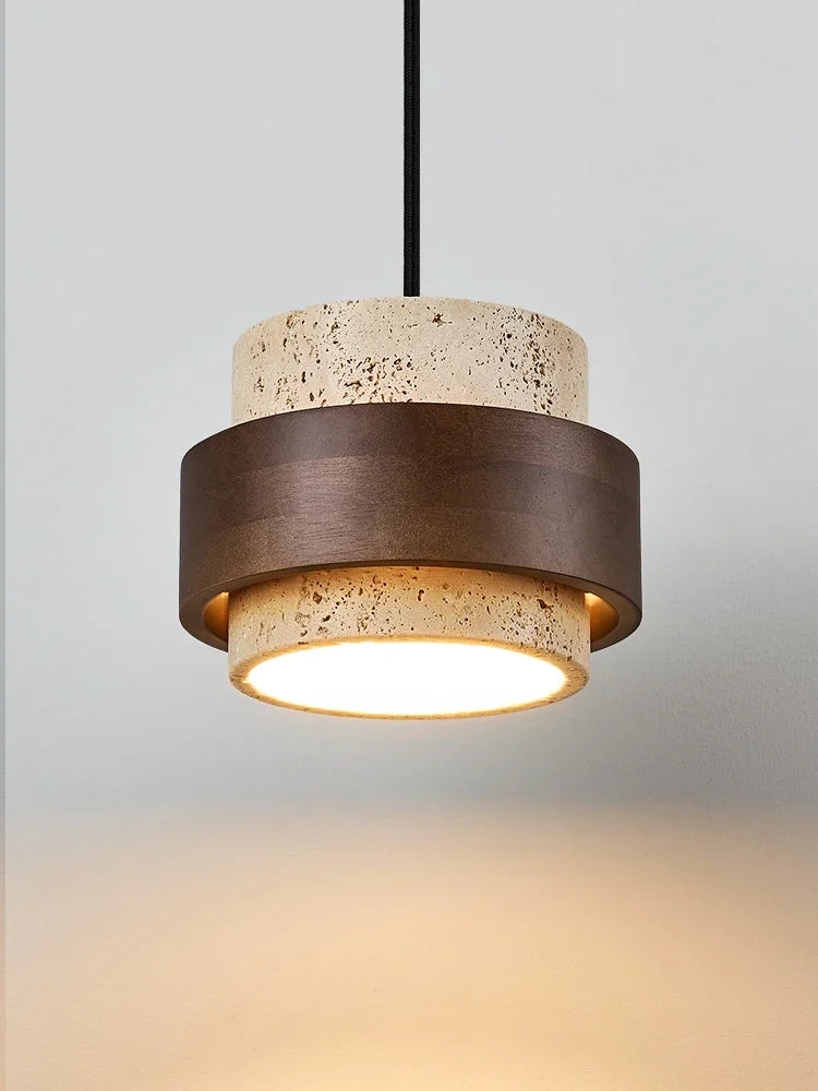 Walnut wood pendant light with retro LED for bar or restaurant