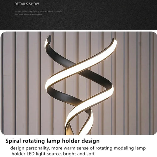 Modern luxury LED double spiral floor lamp with remote dimming - vue 8 sur 8