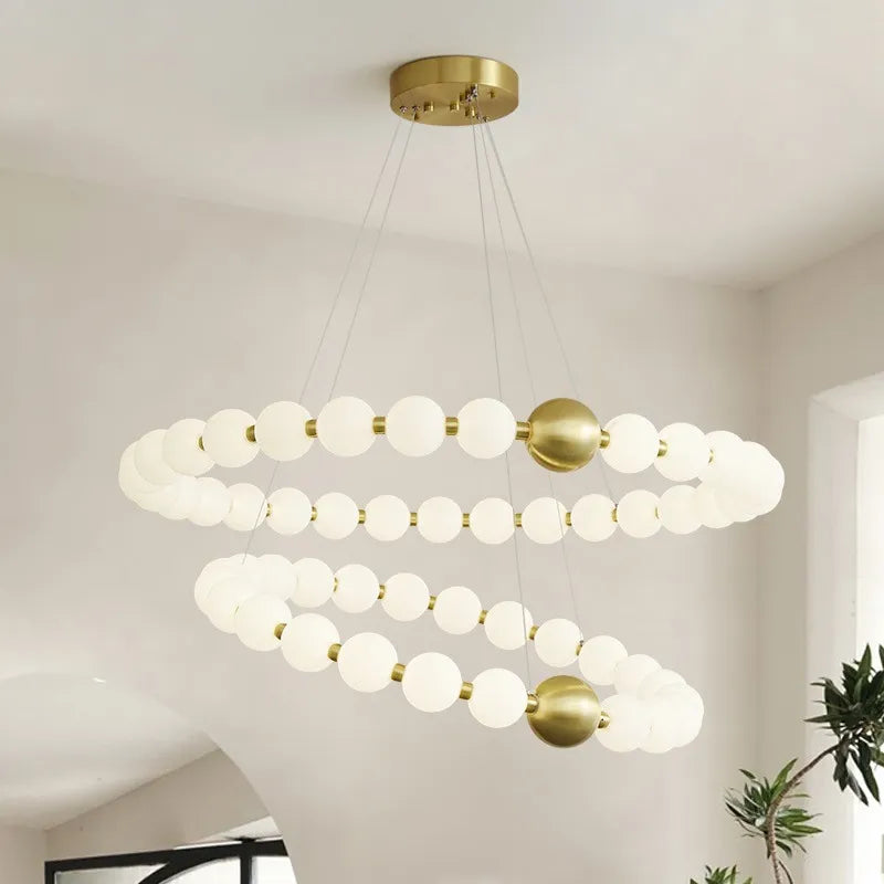 Nordic round gold acrylic LED ceiling chandelier for dining and living room