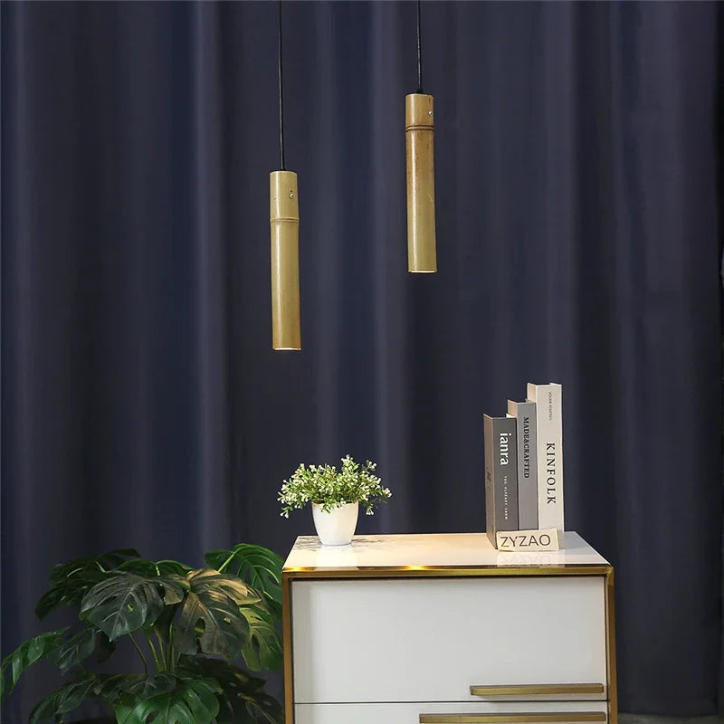 Minimalist Chinese style bamboo pendant light LED - vue 4 sur 7