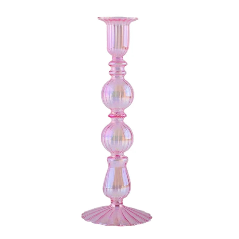 Retro glass taper candle holders for elegant decor - vue 32 sur 32