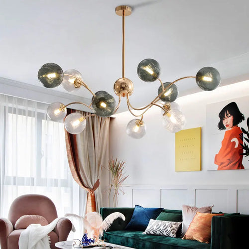 Luxury Nordic glass ball chandelier - vue 3 sur 9