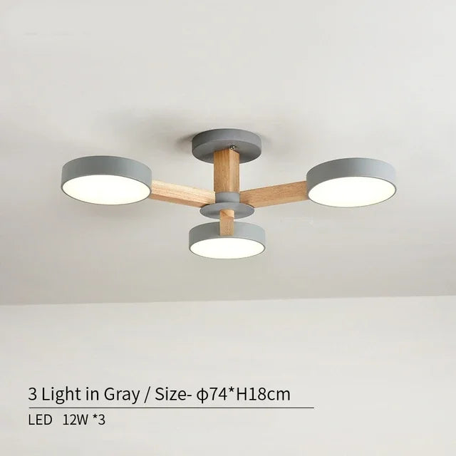 Modern wooden LED ceiling light for home interior decor