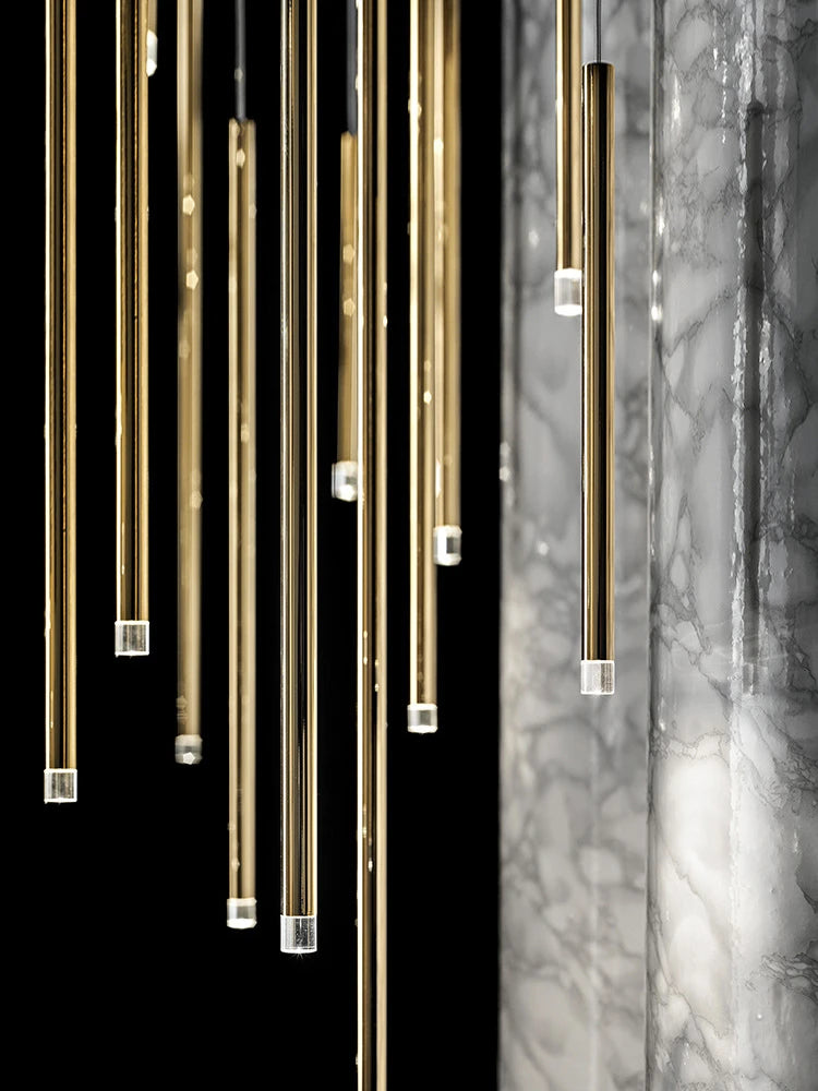 Minimalist postmodern metal LED double loft chandelier indoor lighting - vue 2 sur 17